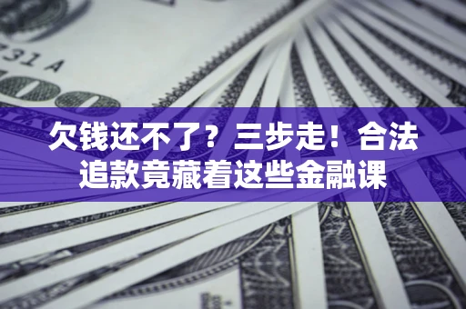 武汉欠钱还不了？三步走！合法追款竟藏着这些金融课
